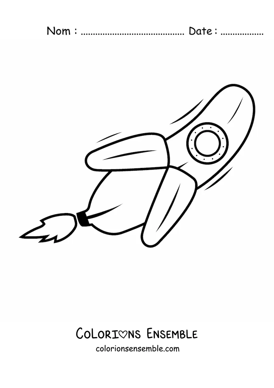 Image à colorier d'une fusée en forme de banane