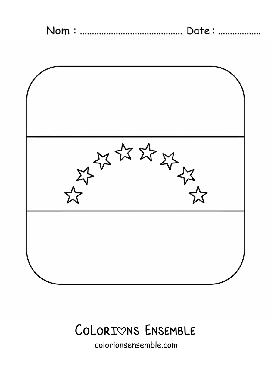 Image à colorier de l'emoji du drapeau carré du Venezuela