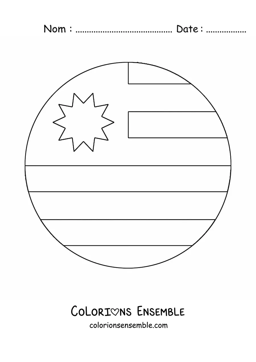 Image à colorier de l'emoji du drapeau rond de l'Uruguay