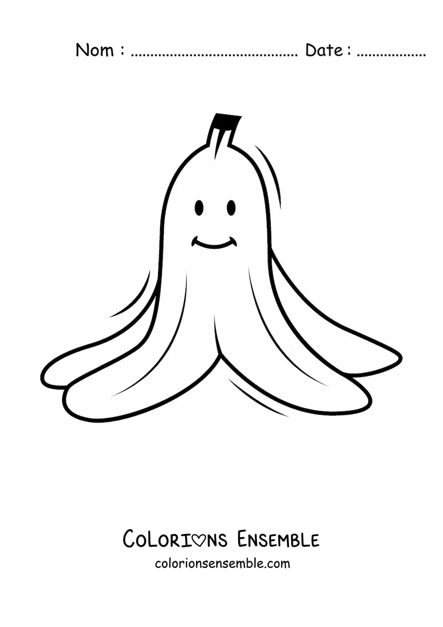 Image à colorier d'une peau de banane kawaii