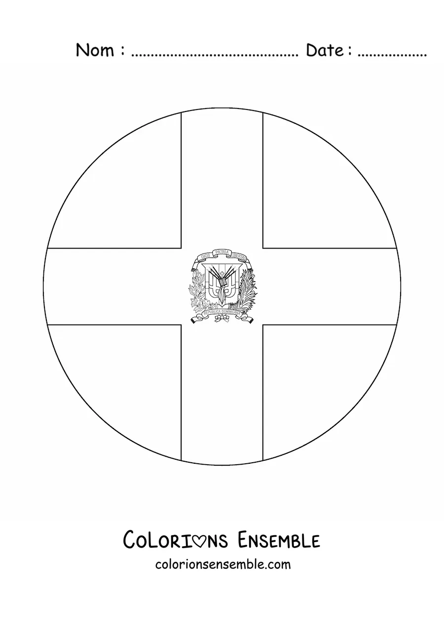 Image à colorier de l'emoji du drapeau rond de la République dominicaine