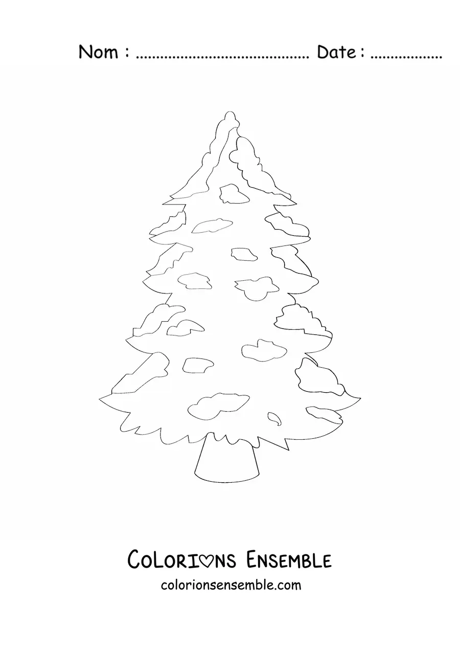 Image à colorier d'un sapin de Noël enneigé non décoré