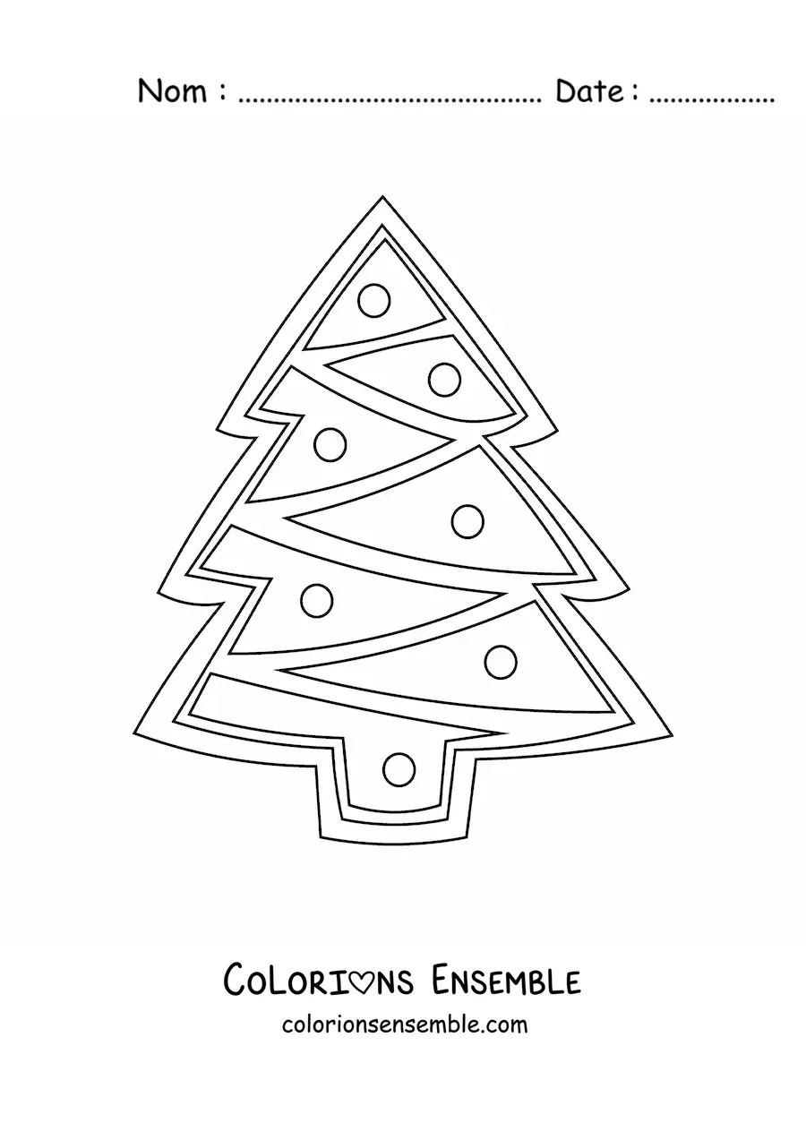 Image à colorier d'un biscuit en forme de petit sapin de Noël
