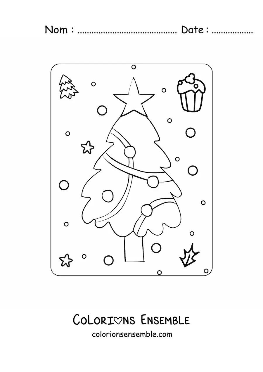 Image à colorier d'un petit sapin de Noël