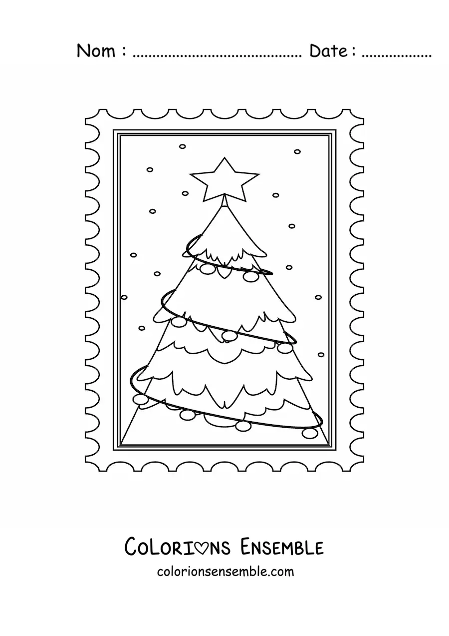 Image à colorier d'un petit sapin de Noël tout simple