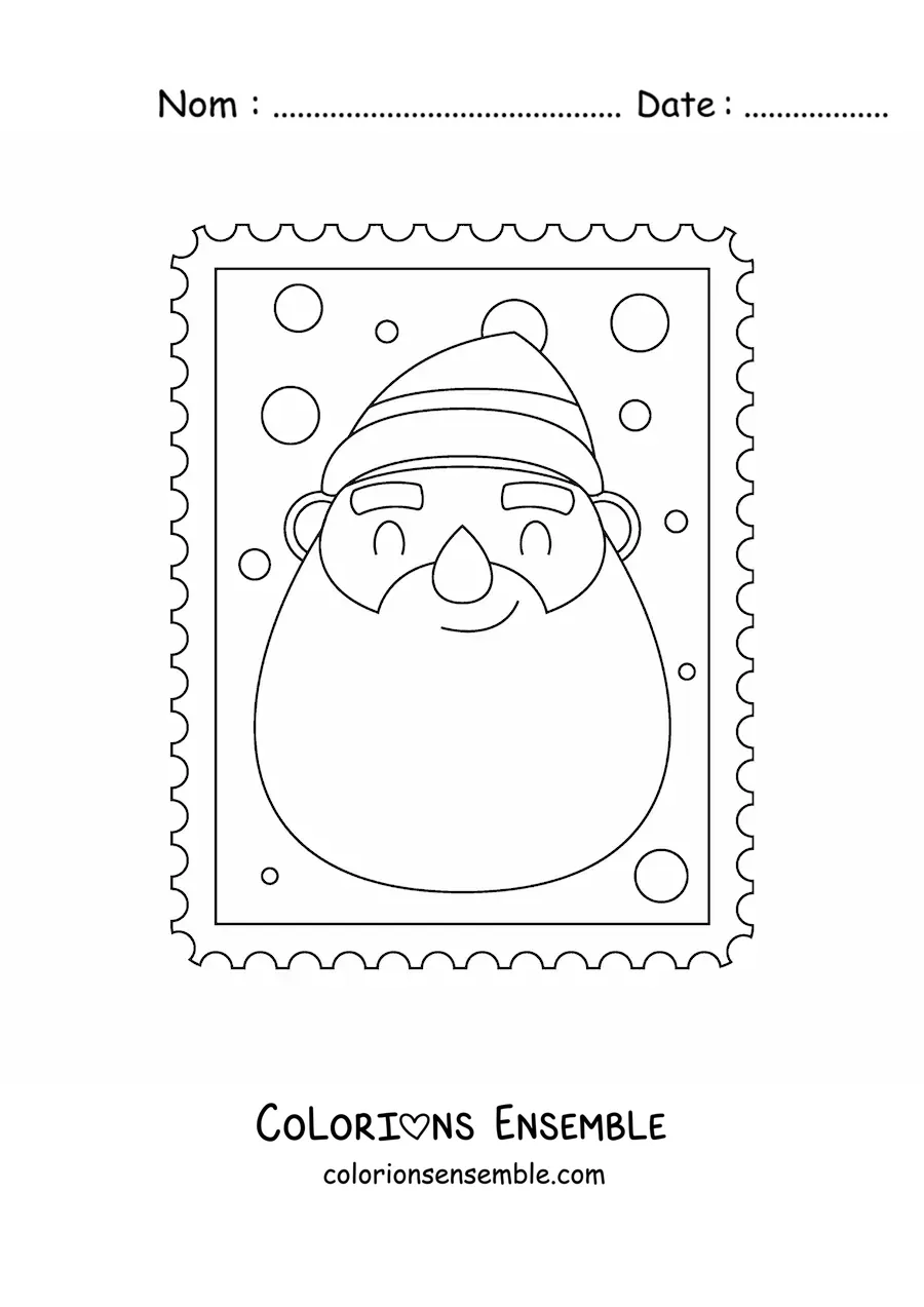 Image à colorier du visage du Père Noël