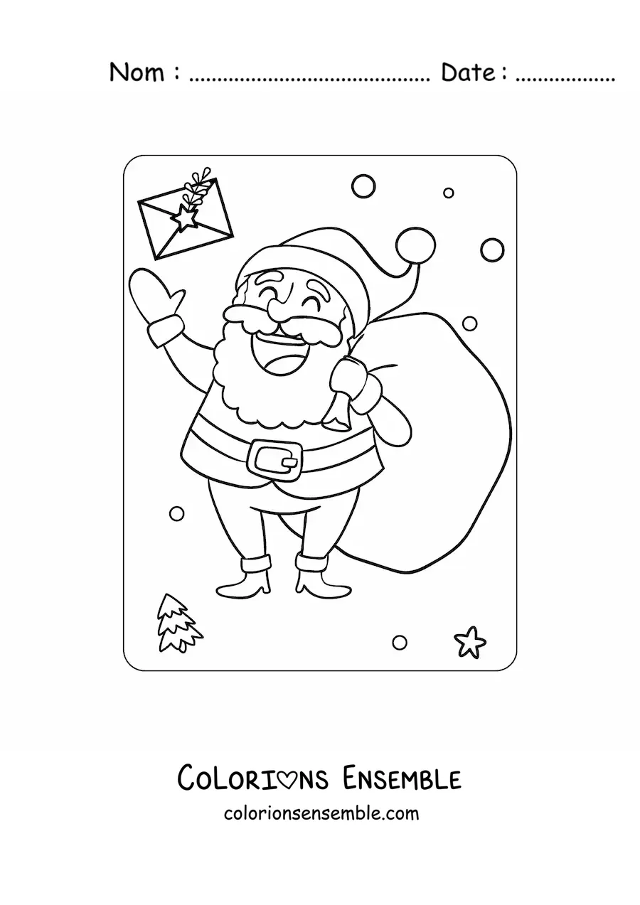 Image à colorier de saint Nicolas avec des cadeaux