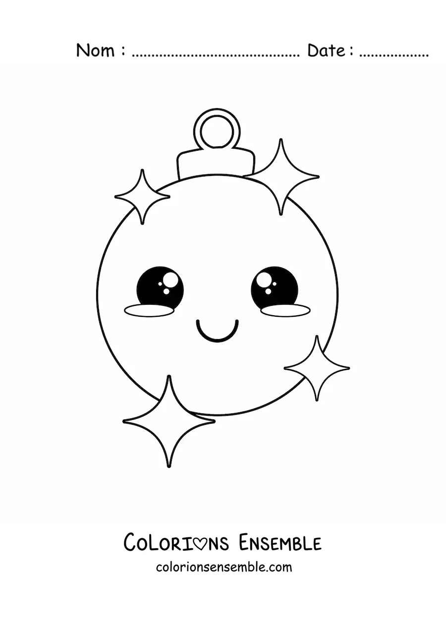 Image à colorier d'une boule de Noël en dessin animé