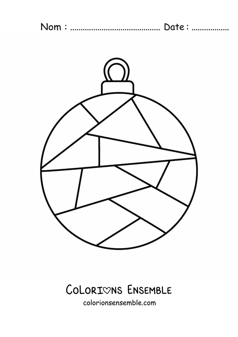 Image à colorier d'une boule de Noël avec des figures géométriques