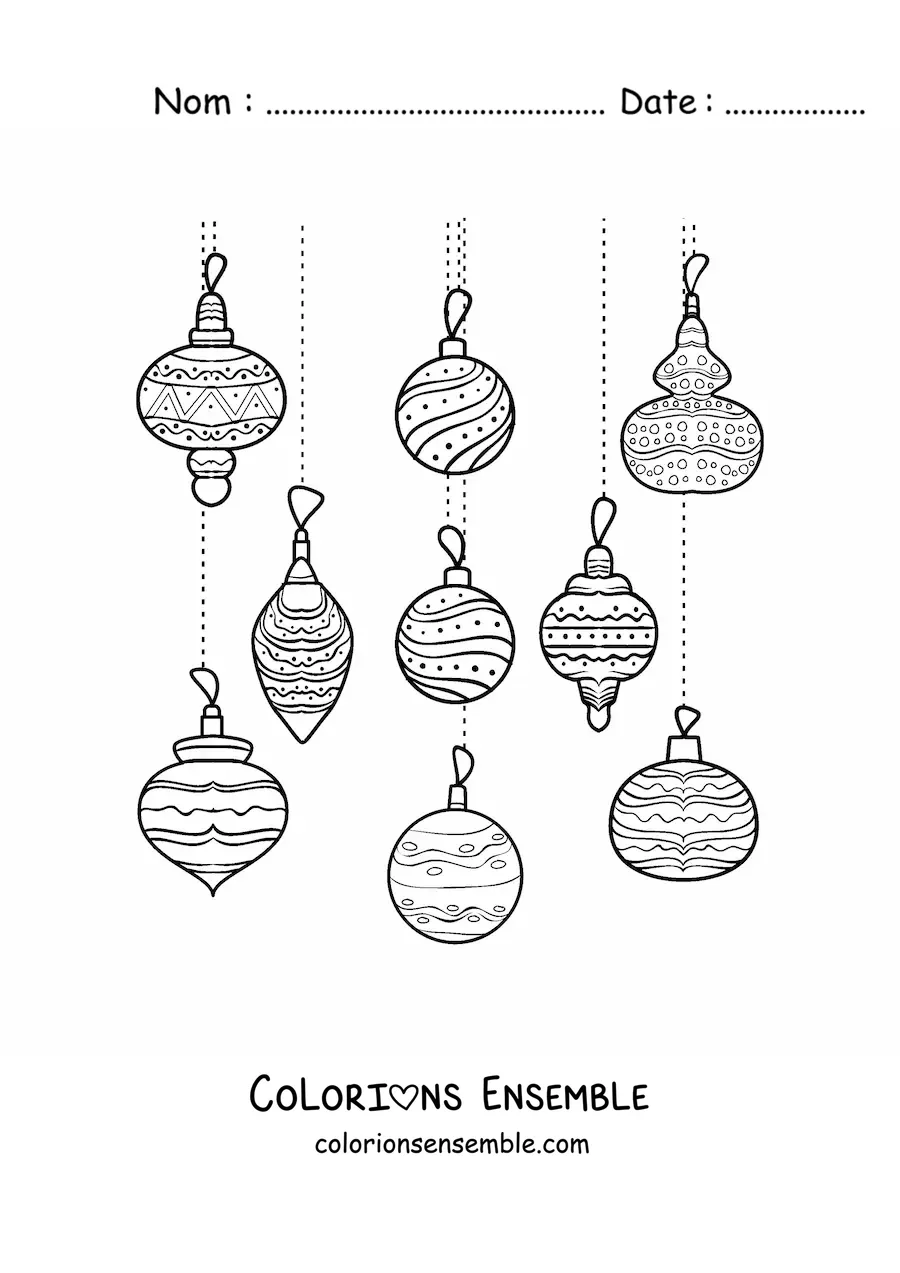 Image à colorier de guirlandes de Noël suspendues