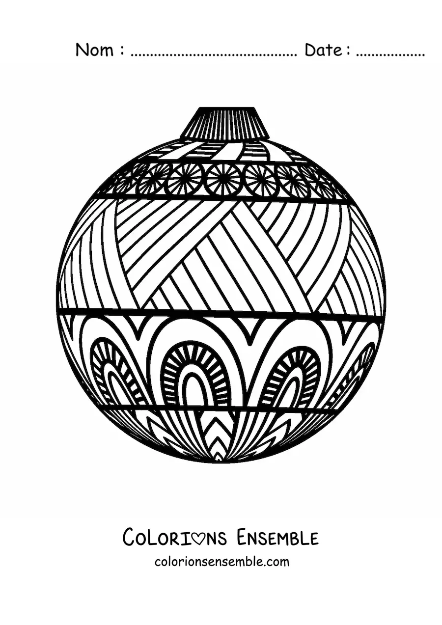 Image à colorier d'une guirlande de Noël de style zentangle