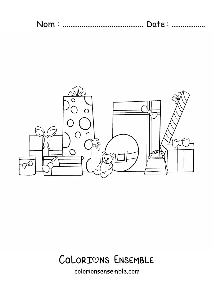 Image à colorier de cadeaux de Noël
