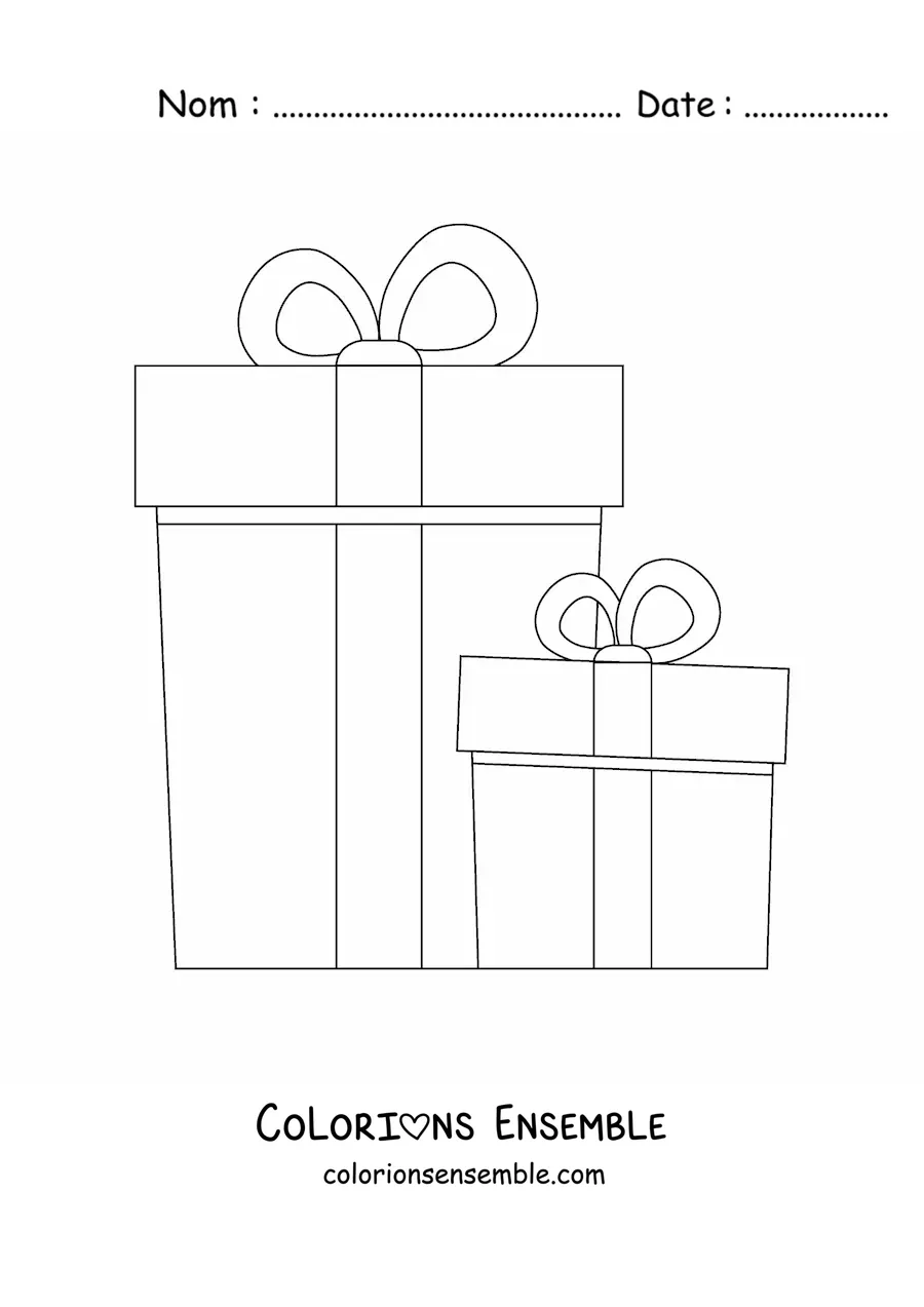 Image à colorier de grands cadeaux de Noël