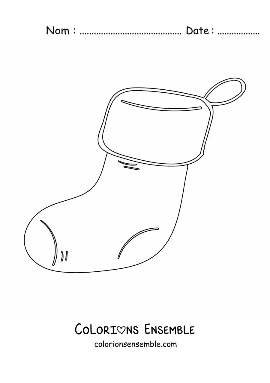 Image à colorier d’une grande chaussette de Noël toute simple