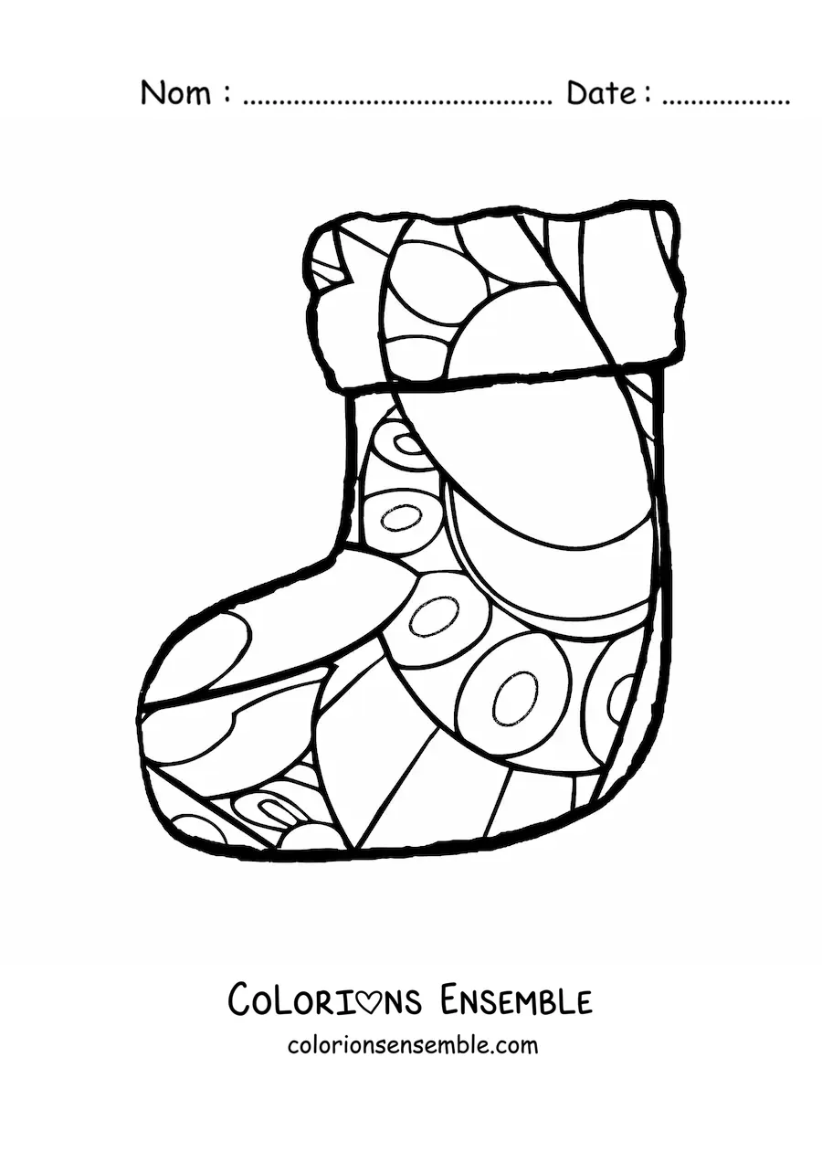 Image à colorier d’une botte de Noël en mandala