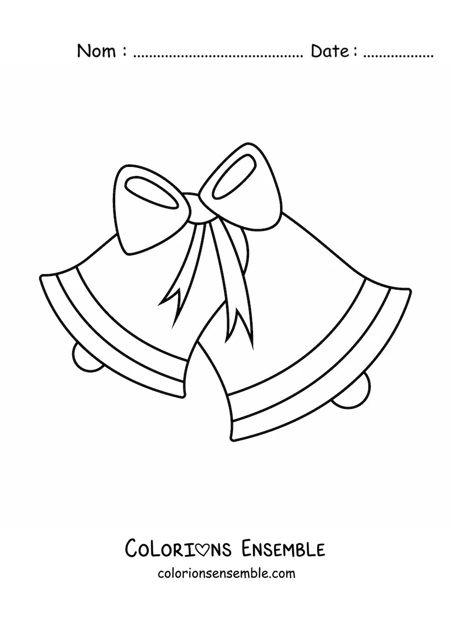 Image à colorier de cloches de Noël avec un nœud