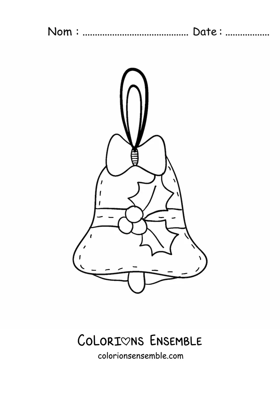 Image à colorier d’un ornement en forme de cloche de Noël