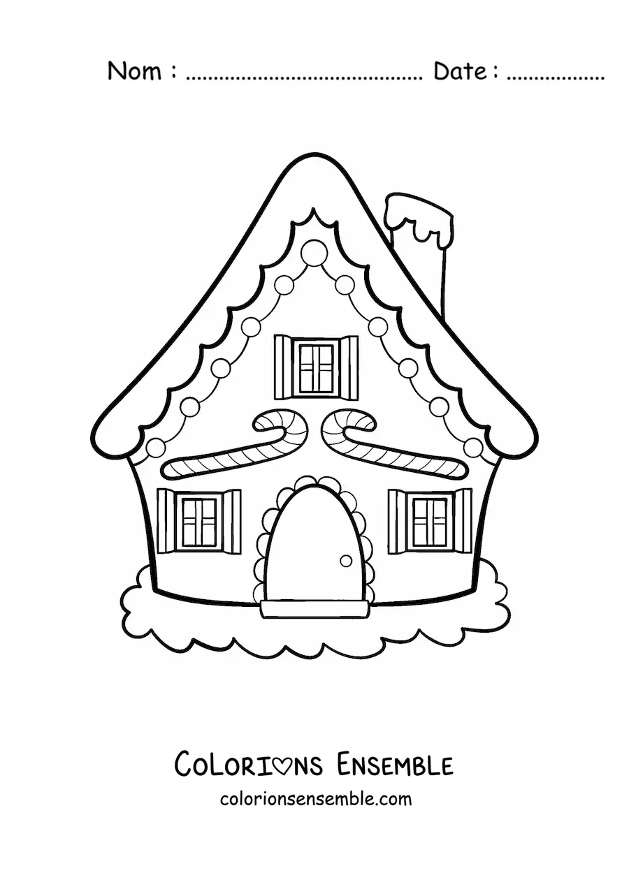 Image à colorier d’une maison en pain d’épices toute simple