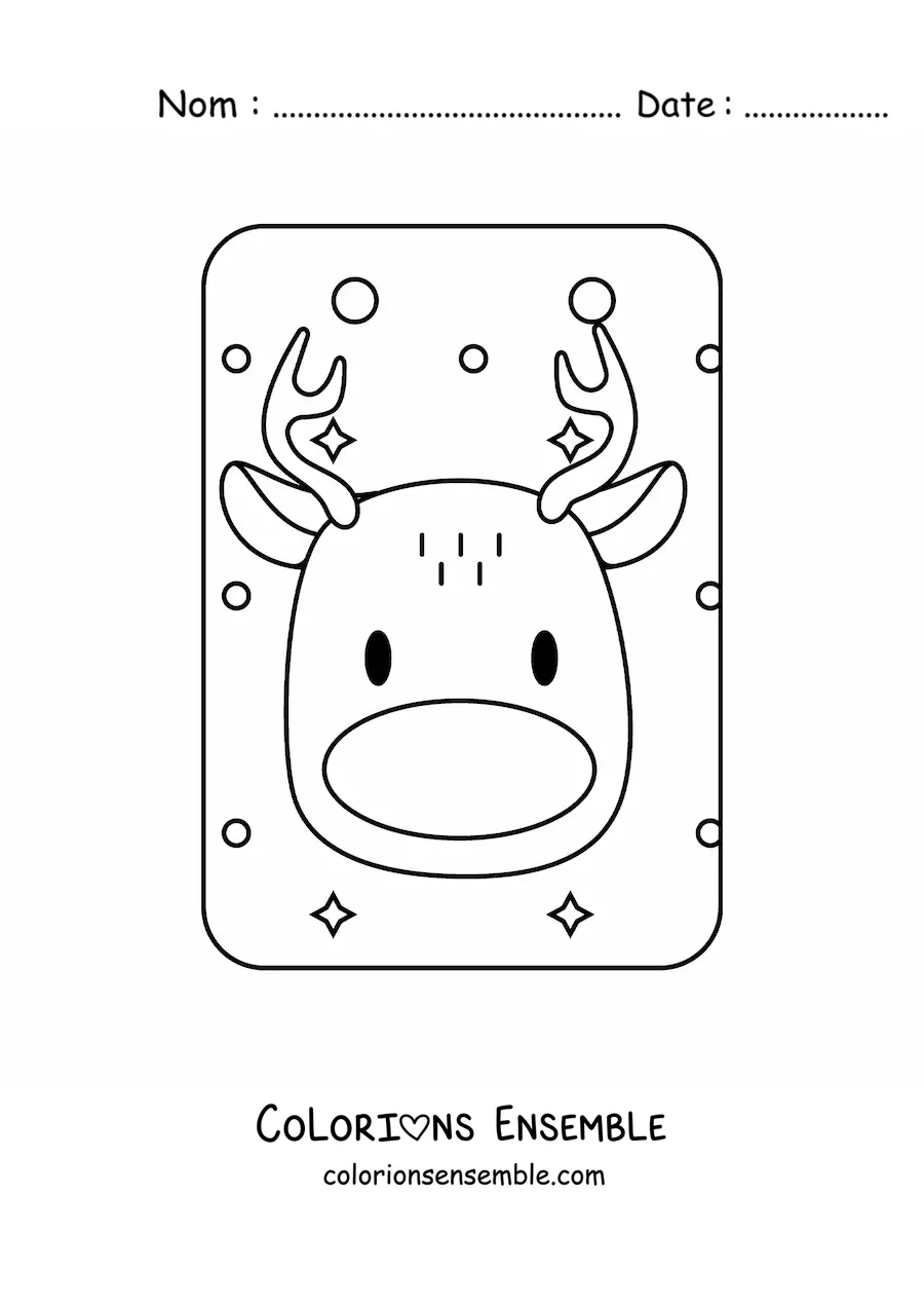 Coloriage du visage d’un renne de Noël