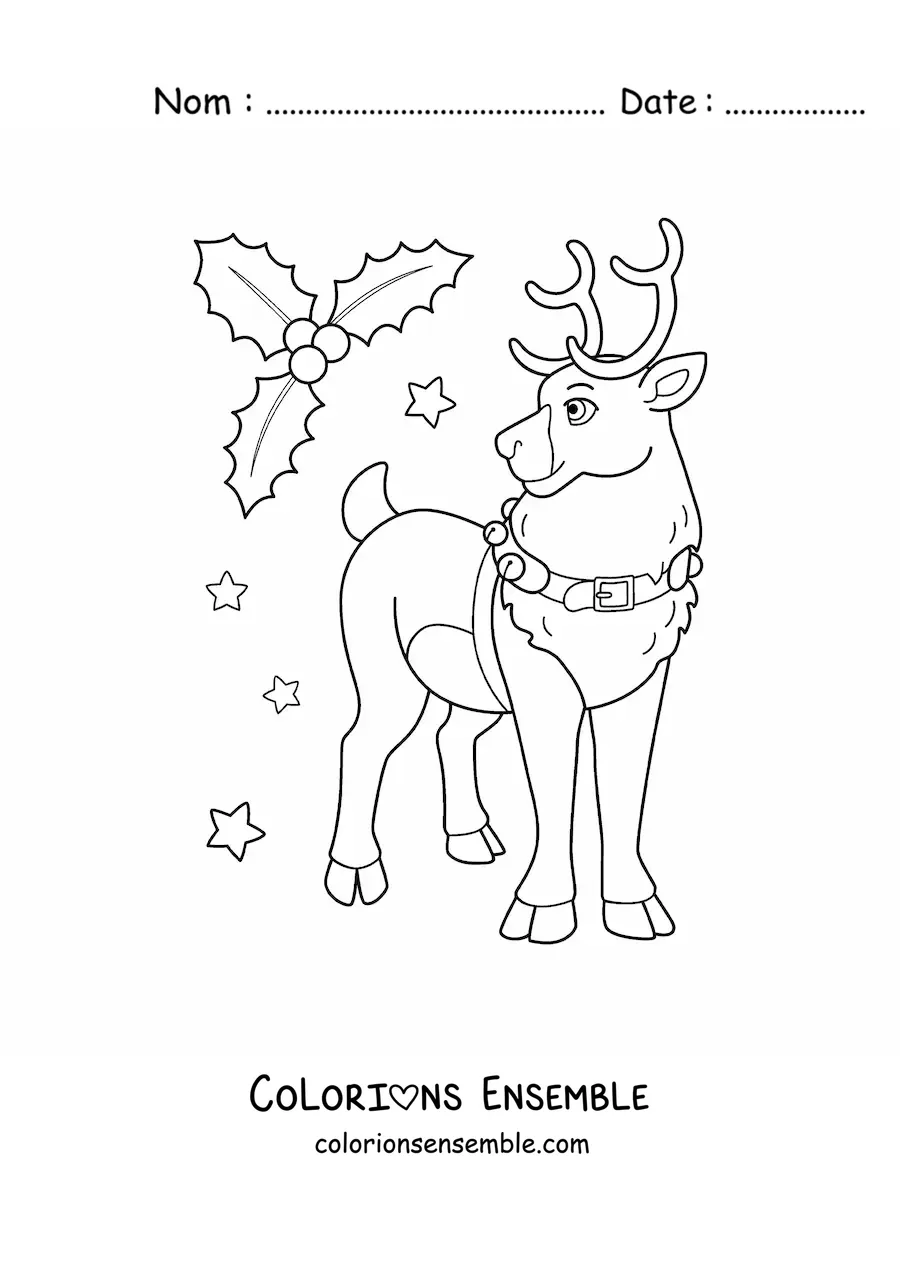 Coloriage d’un renne du Père Noël