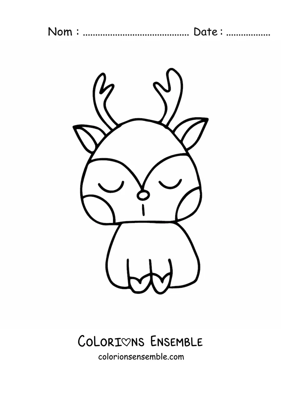 Coloriage d’un renne kawaii