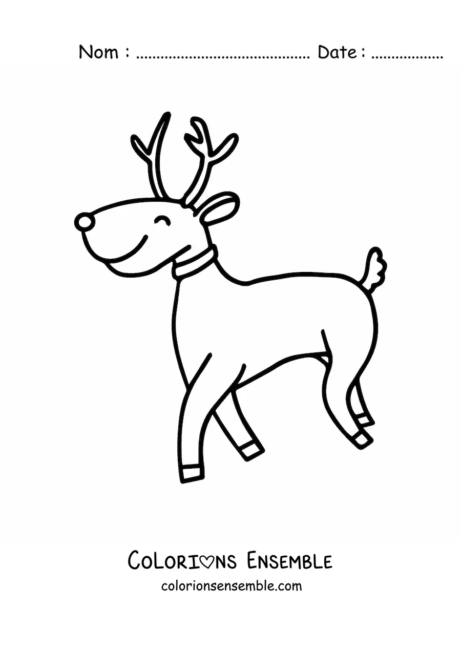Coloriage d’un renne en train de marcher