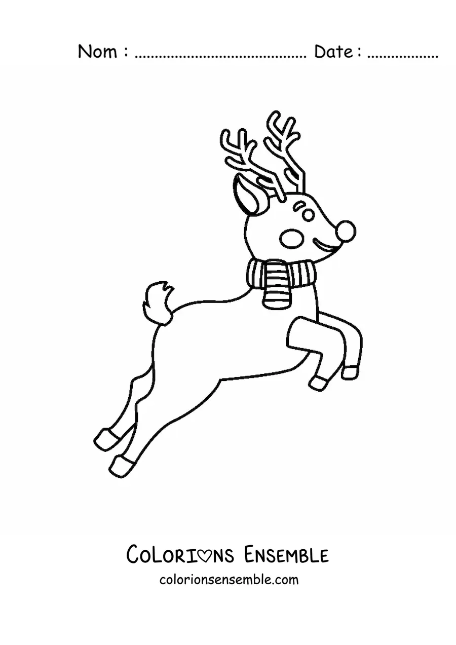 Coloriage de Rudolphe en train de voler