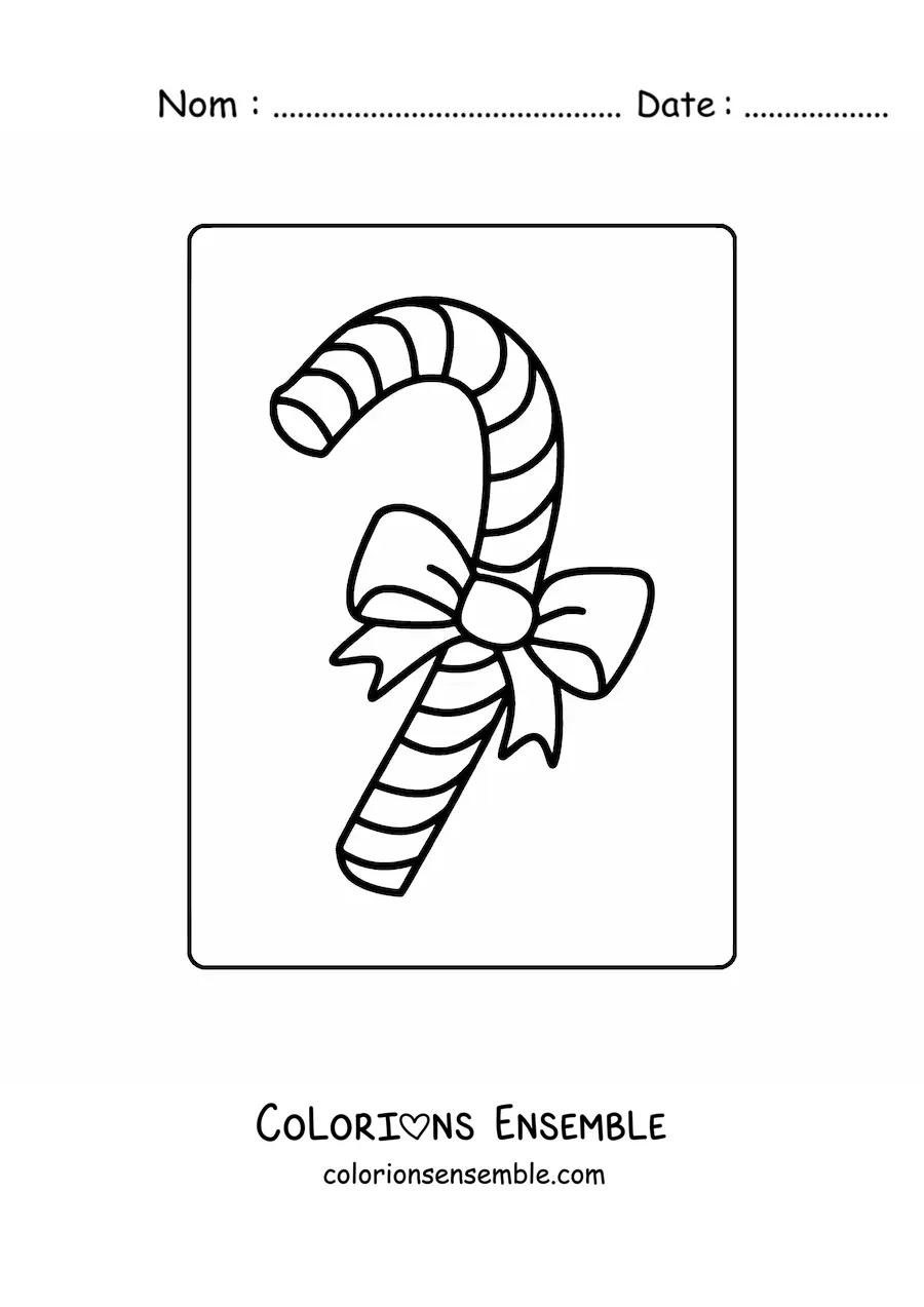 Coloriage d’une canne en sucre avec un nœud