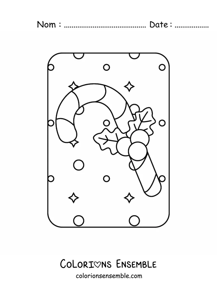 Coloriage d’une canne en sucre avec un ornement