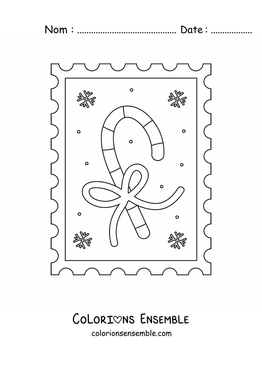 Coloriage d’une canne en sucre de Noël