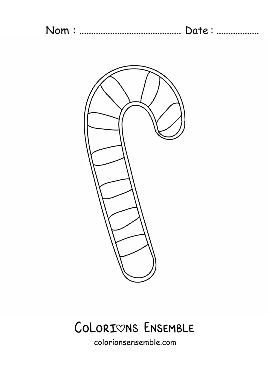 Coloriage d’une grande canne en sucre toute simple