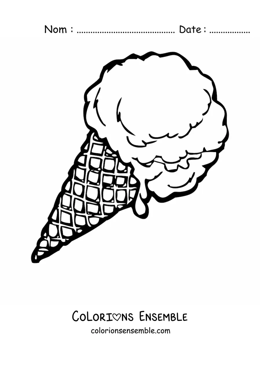 Image à colorier d'un cornet de glace à une boule