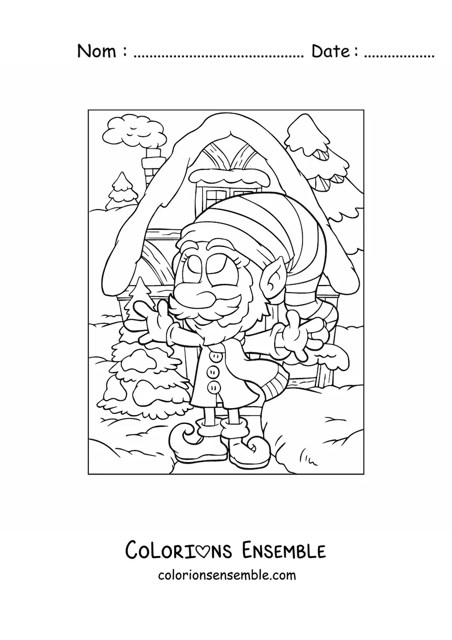 Coloriage d’un lutin de Noël animé