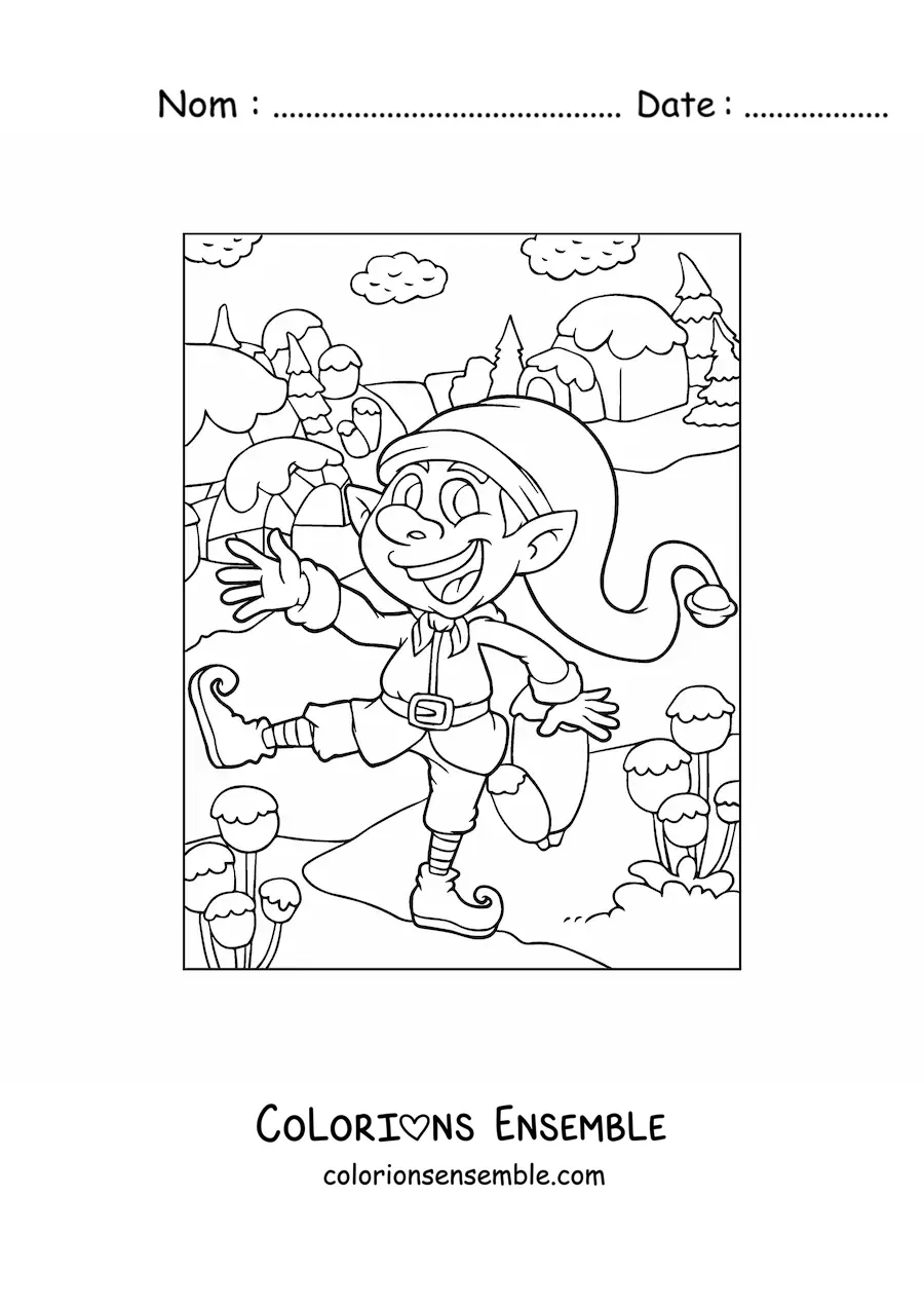 Coloriage d’un lutin de Noël animé