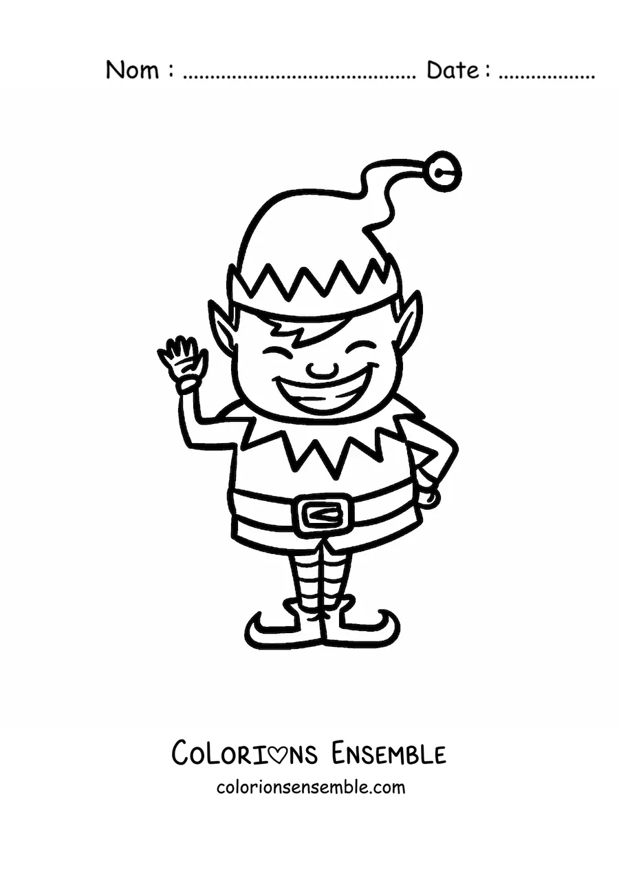 Coloriage d’un garçon assistant du Père Noël