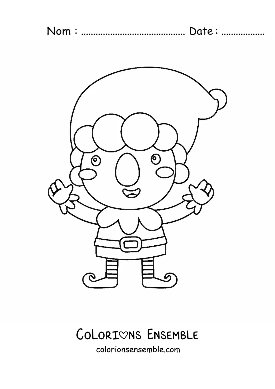 Coloriage d’un lutin de Noël animé