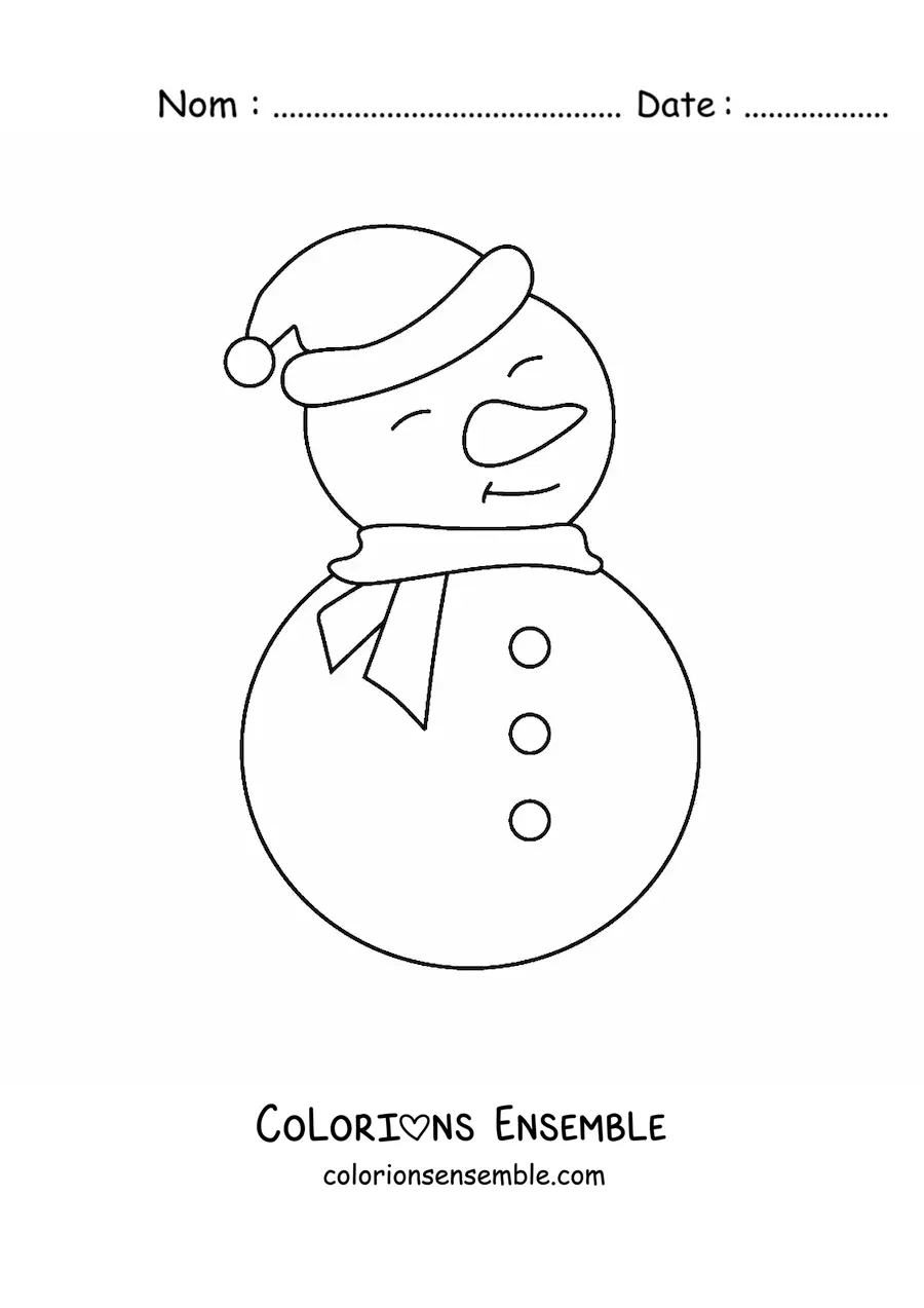 Image à colorier d’un grand bonhomme de neige