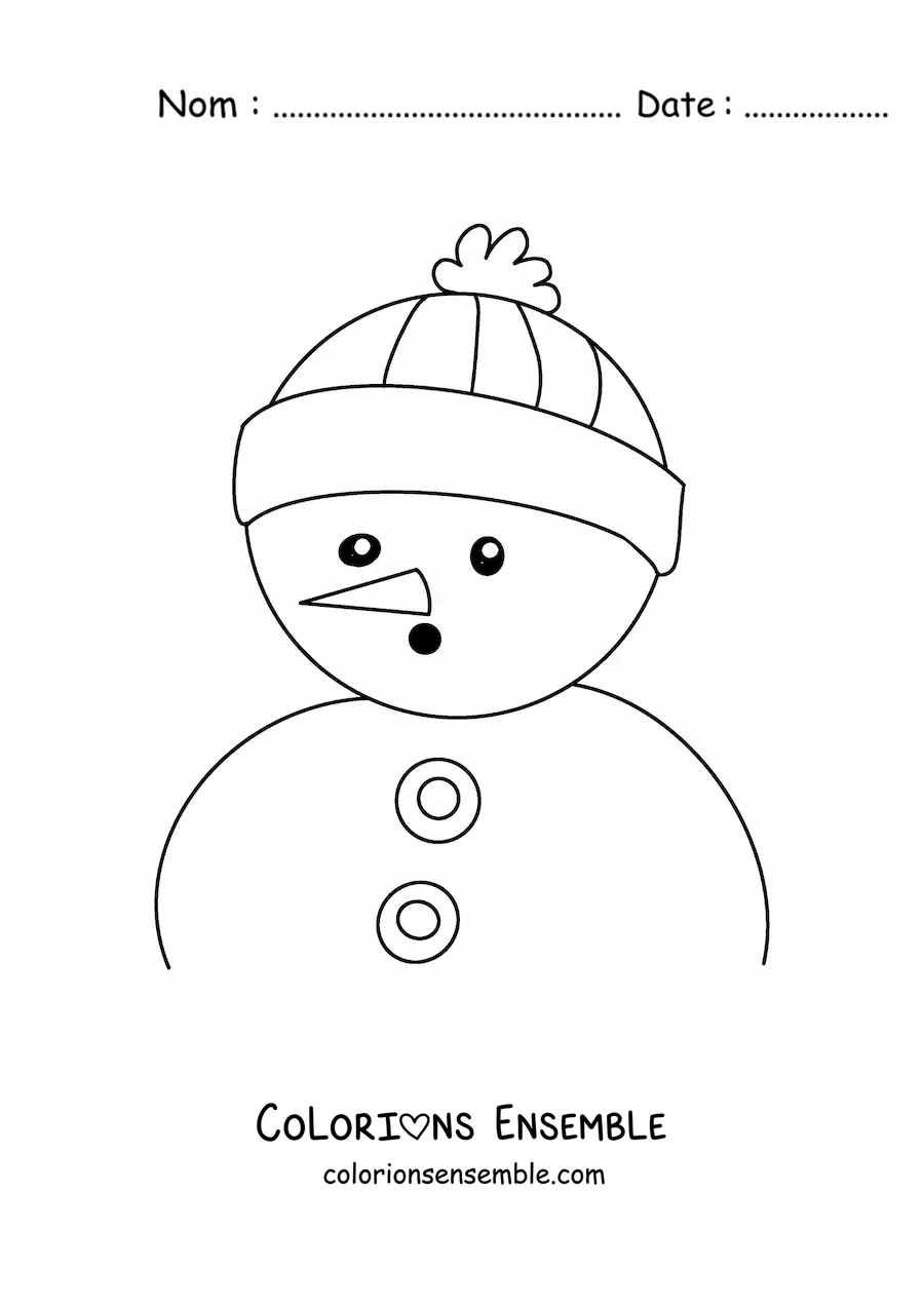 Image à colorier d’un bonhomme de neige surpris