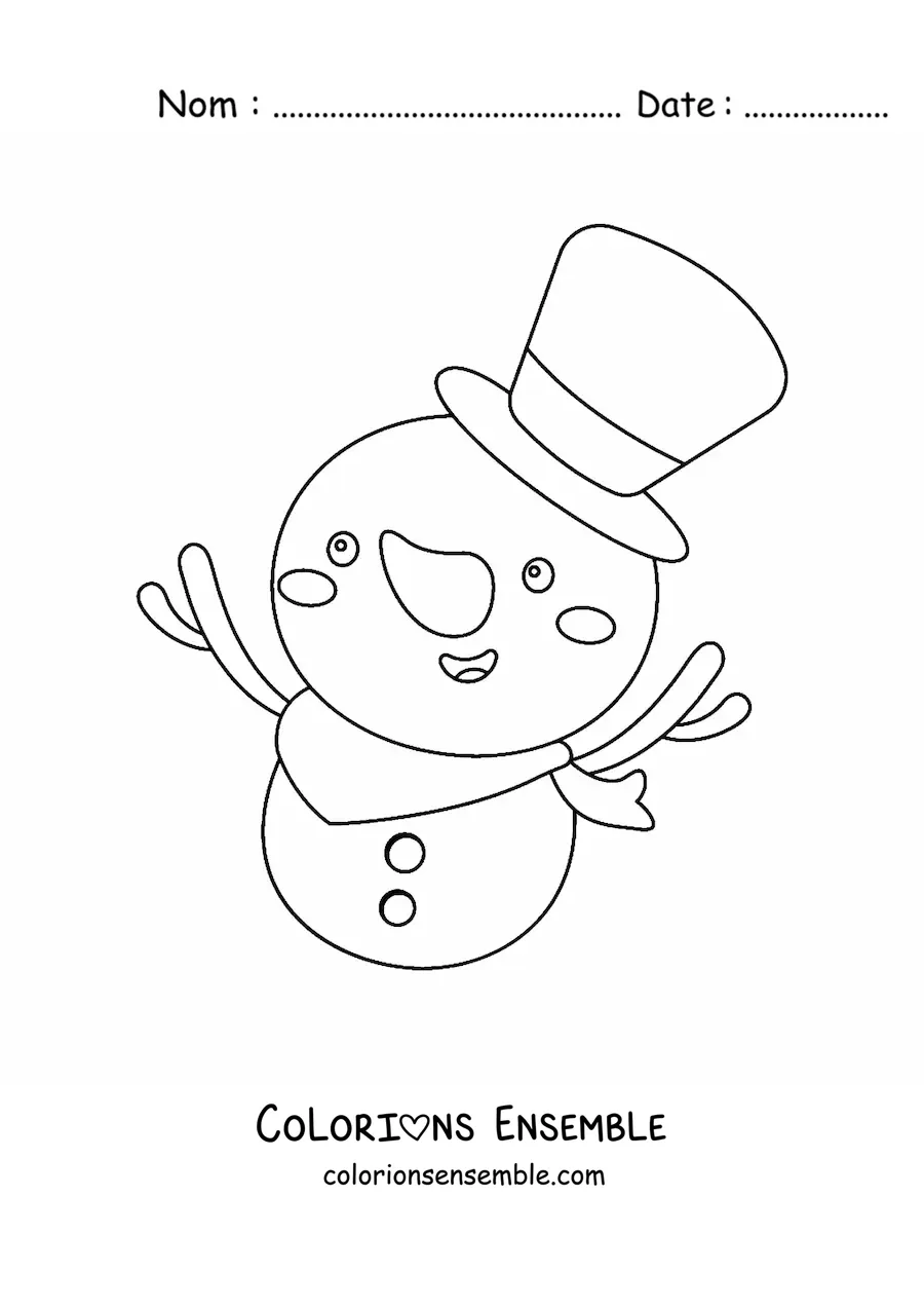 Image à colorier d’un bonhomme de neige