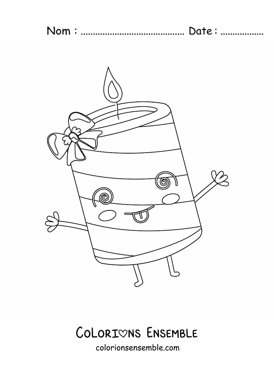 Image à colorier d’une bougie de Noël animée