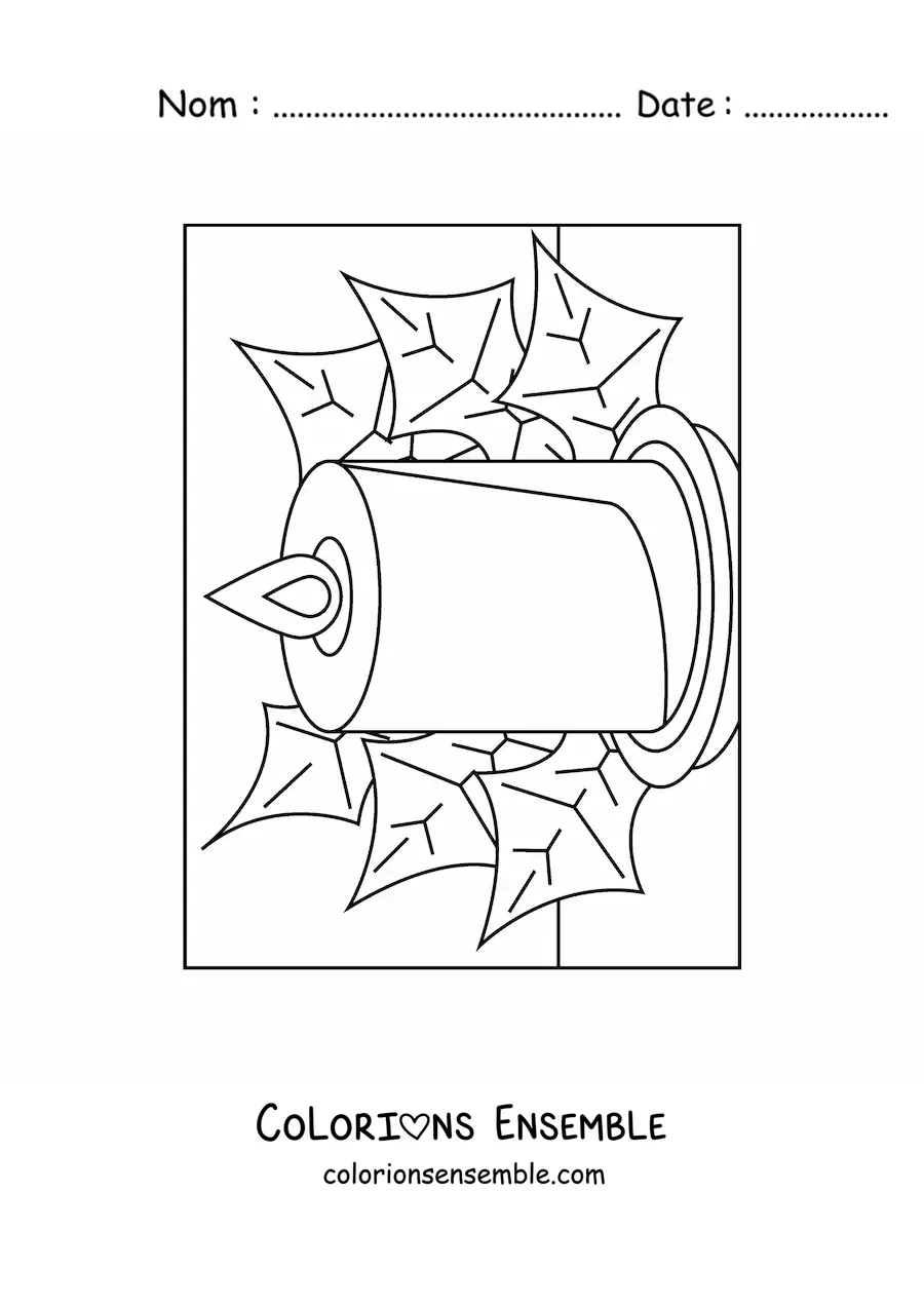 Image à colorier d’une grande bougie de Noël