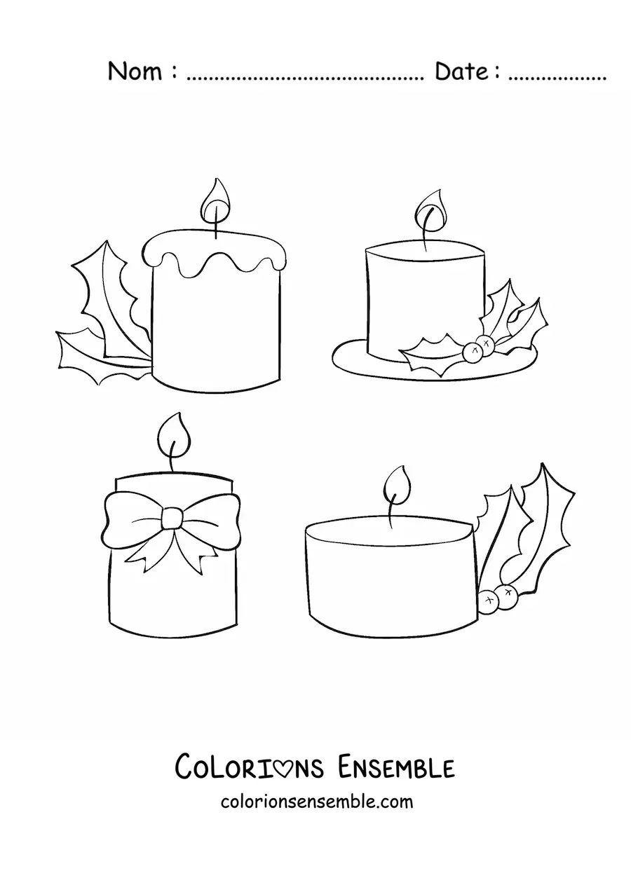 Image à colorier de bougies de Noël toutes simples