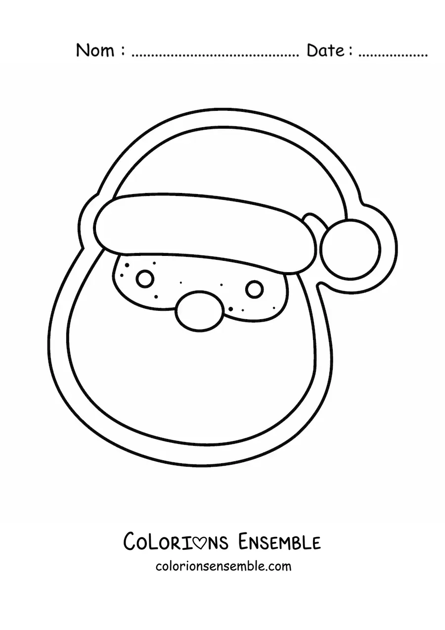 Image à colorier d’un biscuit en forme de Père Noël