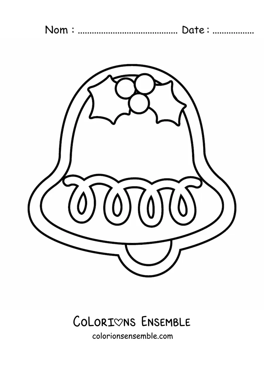 Image à colorier d’un biscuit en forme de cloche de Noël