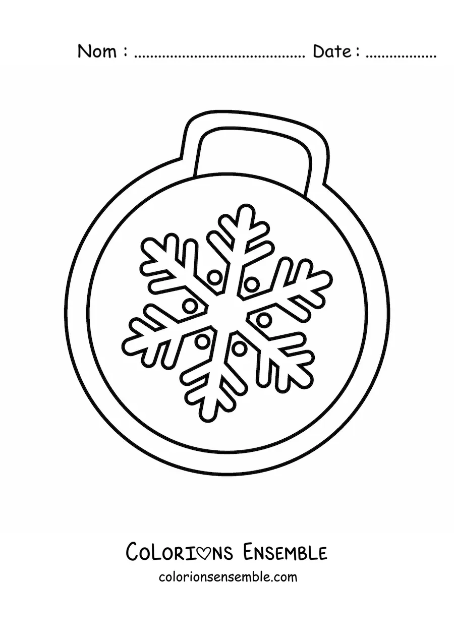 Image à colorier d’un biscuit en forme de boule de Noël