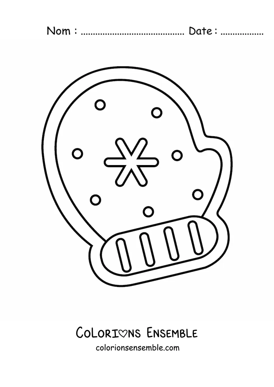 Image à colorier d’un biscuit en forme de gant de Noël
