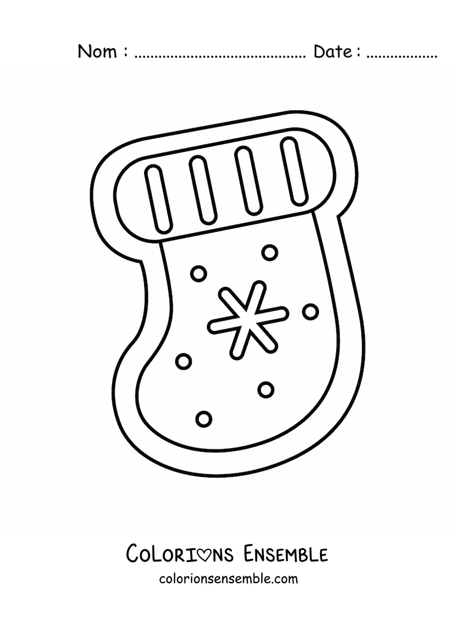 Image à colorier d’un biscuit en forme de botte de Noël