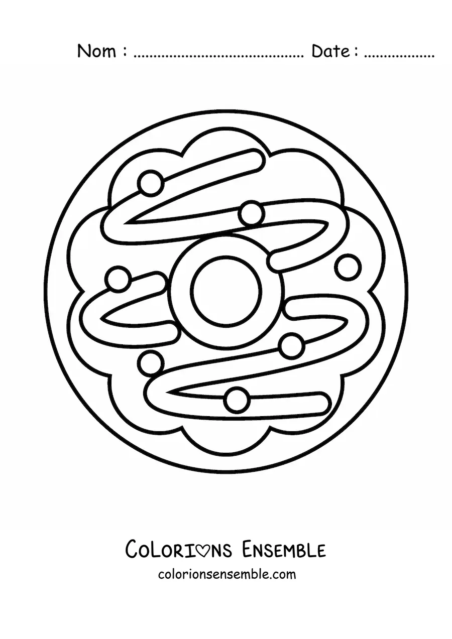 Image à colorier d’un biscuit en forme de couronne de Noël