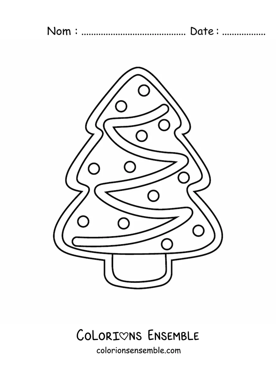 Image à colorier d’un biscuit en forme de sapin de Noël