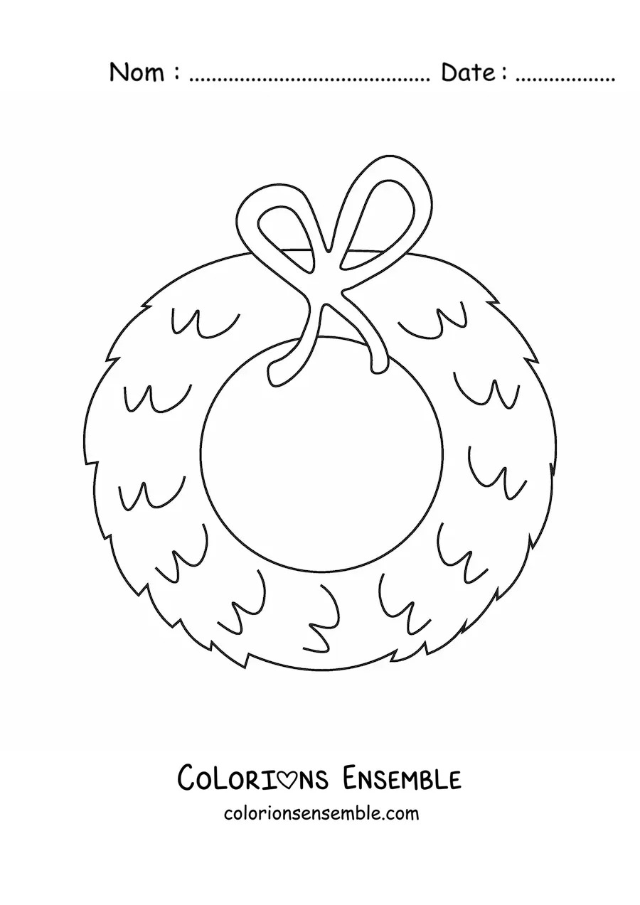 Image à colorier d’une couronne de Noël sans décoration